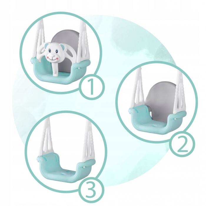Leagan 3in1 Ricokids Ursulet, Turcoaz/Alb, Interior/Exterior - imagine 3