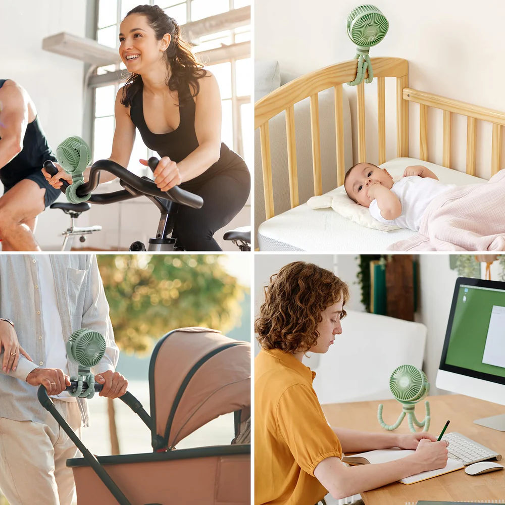 Ventilator Momcozy Portabil 360° Verde - Nor Pufos - imagine 2