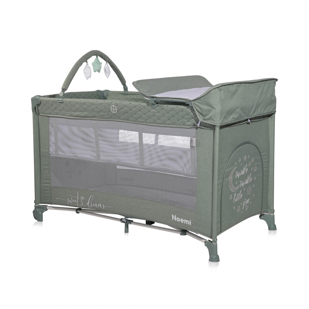 Patut pliabil Lorelli Noemi Plus, 2 nivele, verde - imagine 3