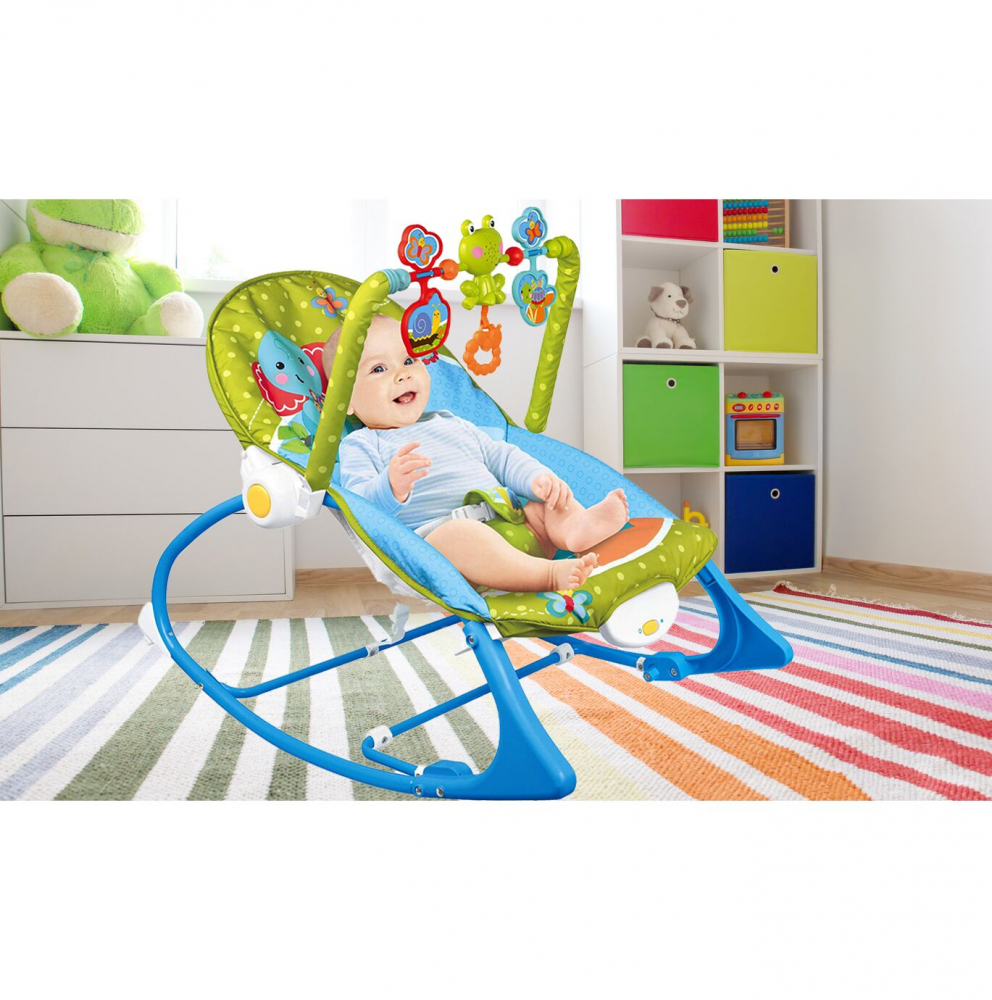 Balansoar Malplay Blue Elephant, pliabil cu vibrații - imagine 5