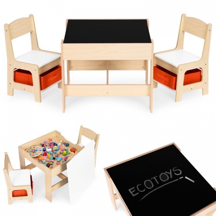 Set Masa+Scaune Copii Ecotoys cu Tablă