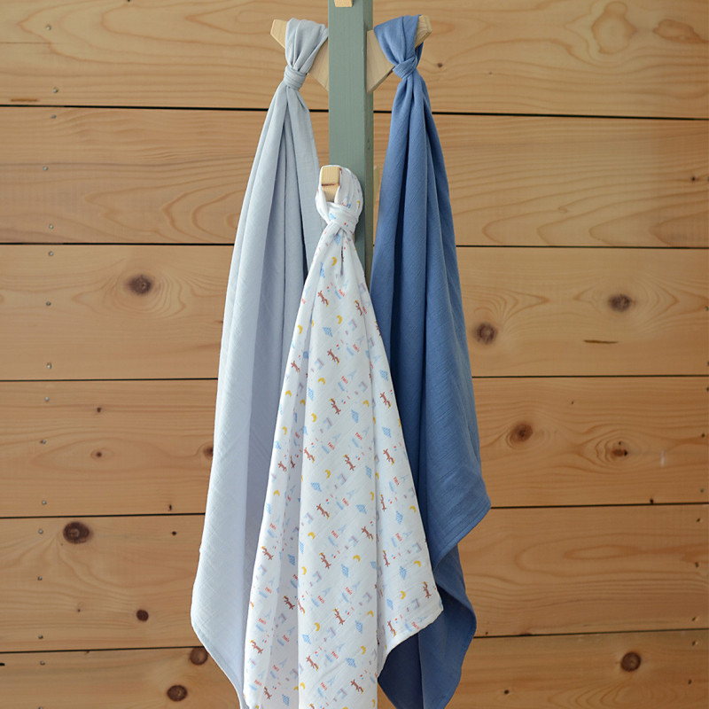 Set 3 Museline Beaba Bumbac Organic 70x70 cm Paris Blue