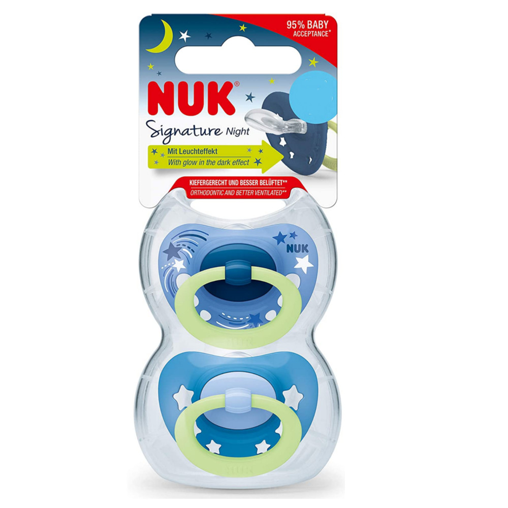 Set 2 Suzete NUK Signature Night Albastru