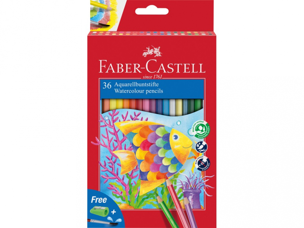 Creioane Acuarela Faber-Castell 36 Culori + Pensulă