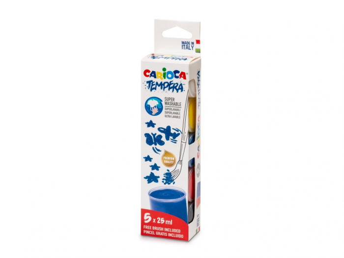 Set Acuarele Tempera Carioca, 5 Culori, Superlavabile
