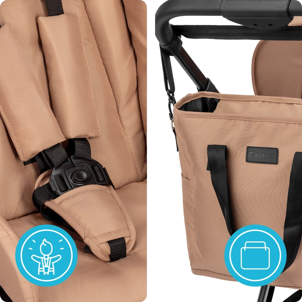 Carucior 2 in 1 Kidnort Alskar Beige 0-22kg - imagine 4
