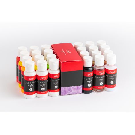 Set 20 culori acril POURING Daco, 60 ml, Accesorii incluse - imagine 2