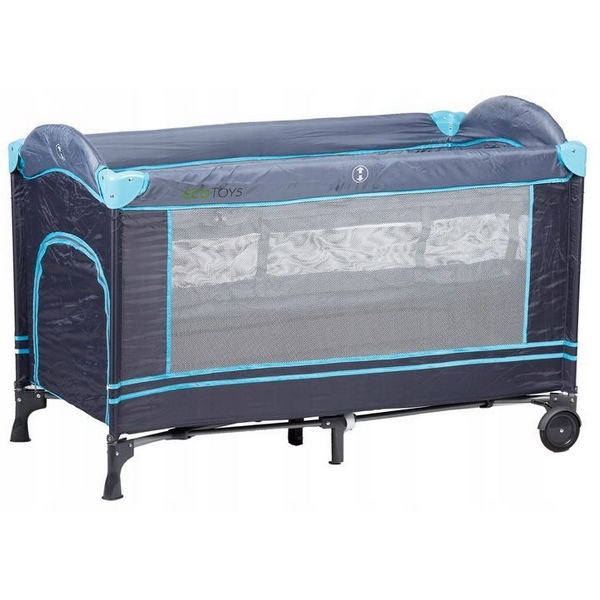 Pătuț pliabil Ecotoys cu 2 nivele, Bleumarin - imagine 8