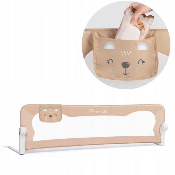 Bariera protectie pat Nukido Bej, 150 cm - imagine 9