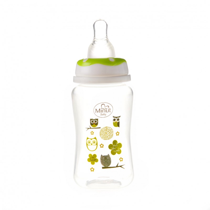 Biberon Minut Baby 125ml, Tetina Silicon, 0+ Luni, Verde