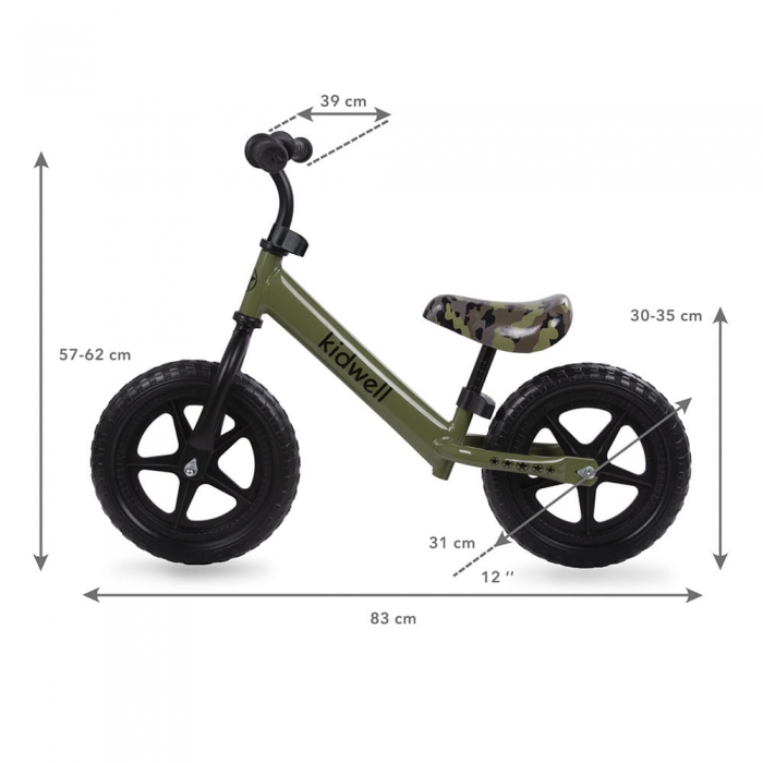 Kidwell Rebel Khaki 12 inch, Bicicleta fără pedale ușoară - imagine 5