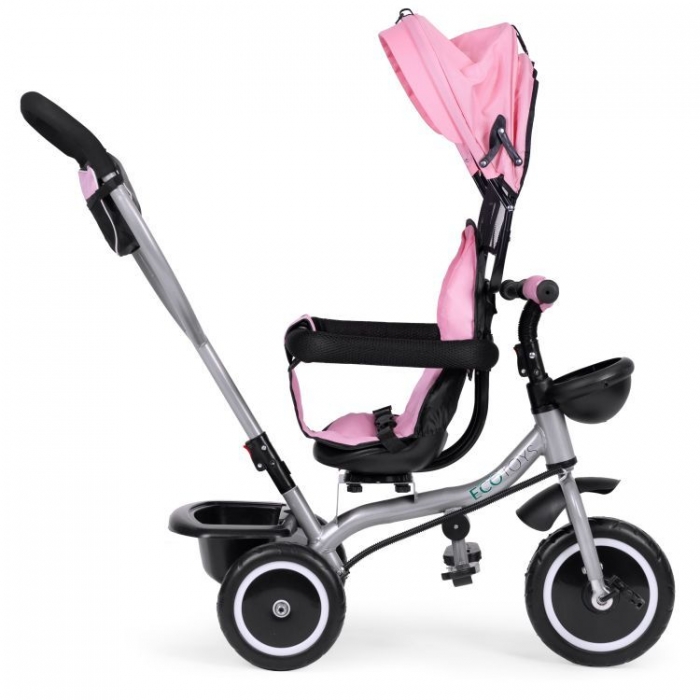 Tricicleta Ecotoys 2in1 Scaun Rotativ 360° Roz - imagine 5