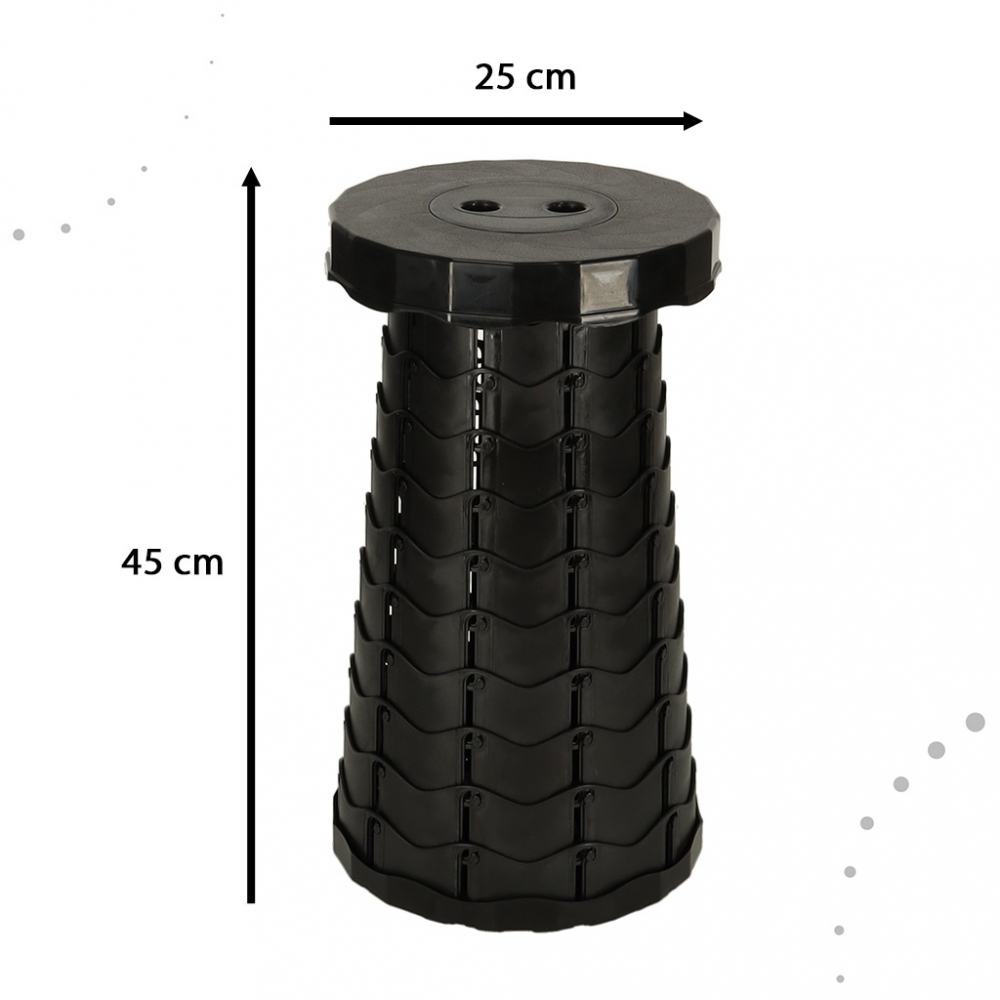 Scaun Telescopic Pliabil Ikonka, 24 cm, Negru - imagine 5