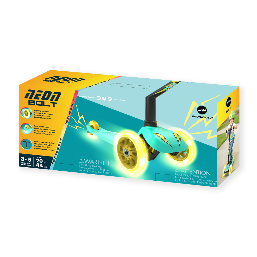 Trotineta Neon Bolt Green cu LED și 3 roti - imagine 6