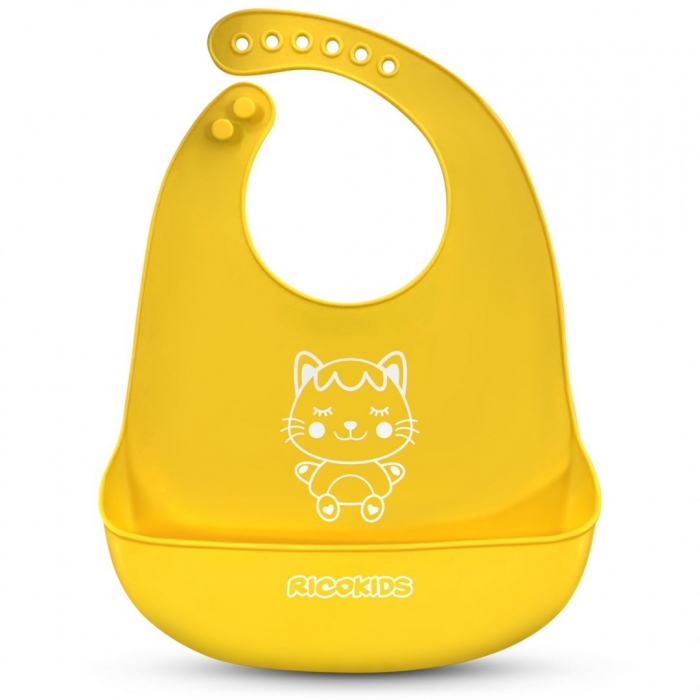 Bavetică Silicon Ricokids cu Buzunar, Galben - imagine 2