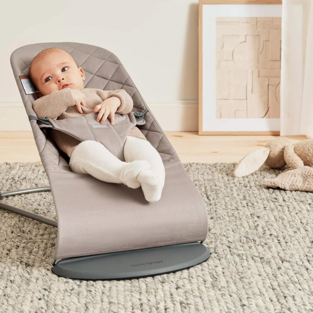 Balansoar BabyBjorn Bliss Sand Grey, ergonomic, matlasat - imagine 5