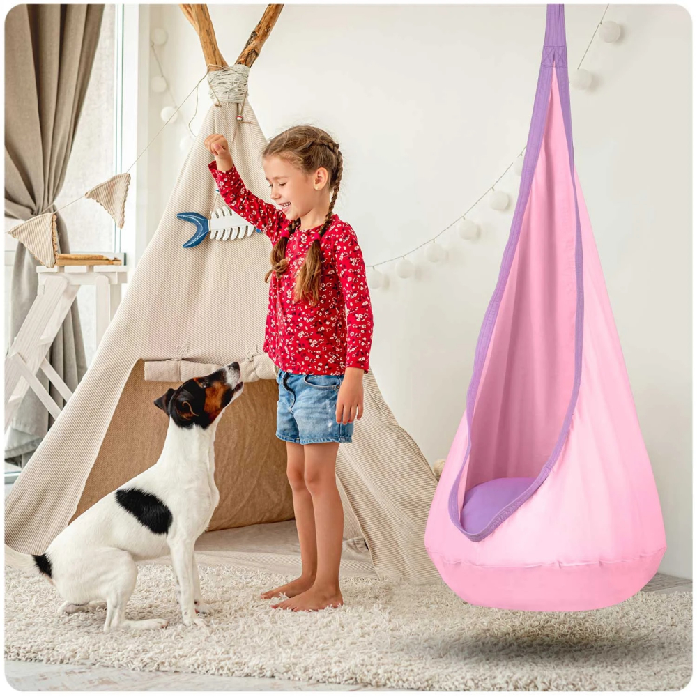 Hamac Cocoon Copii Neo-Sport, Roz, 80kg - imagine 7