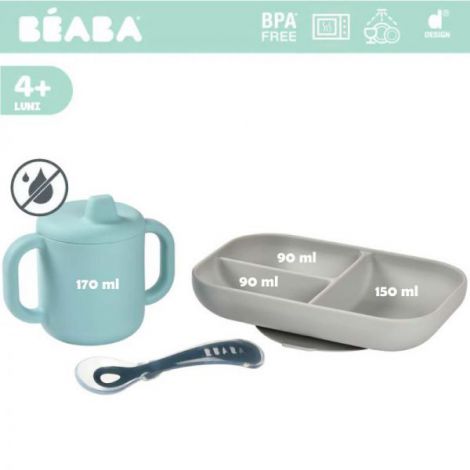 Set Masa Beaba Blue Silicon cu Ventuza - imagine 5