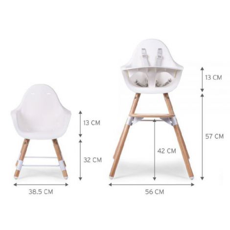 Scaun de Masa Childhome Evolu 2 Natural/Alb, Reglabil - imagine 3