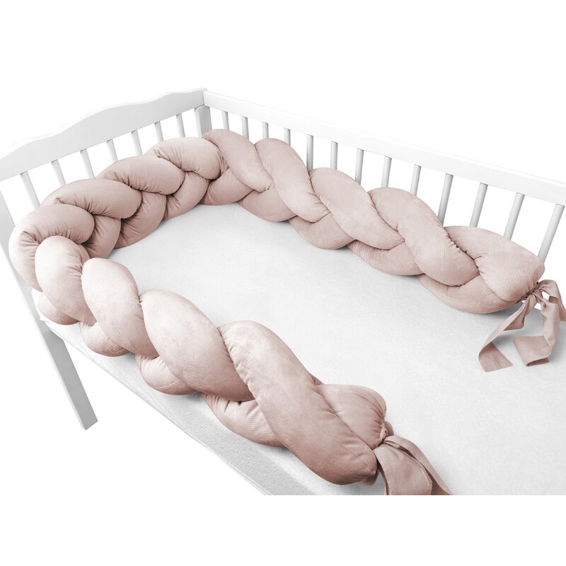 Protectie Patut Miminu Impletit | Siguranta, Beige Pink - imagine 4