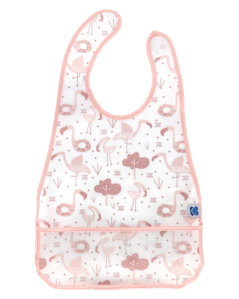 Baveta KikkaBoo Flamingo Pink, impermeabilă cu buzunar - imagine 2
