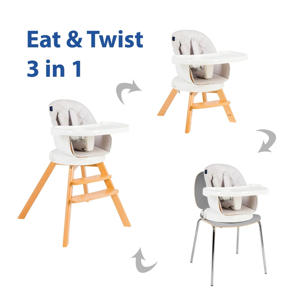 Scaun de masa 3in1 Juju EatTwist Gri
