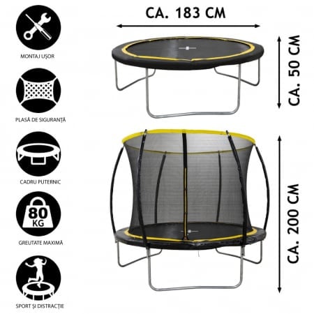 Trambulina Dunlop 183 cm cu Plasa Siguranță - imagine 2