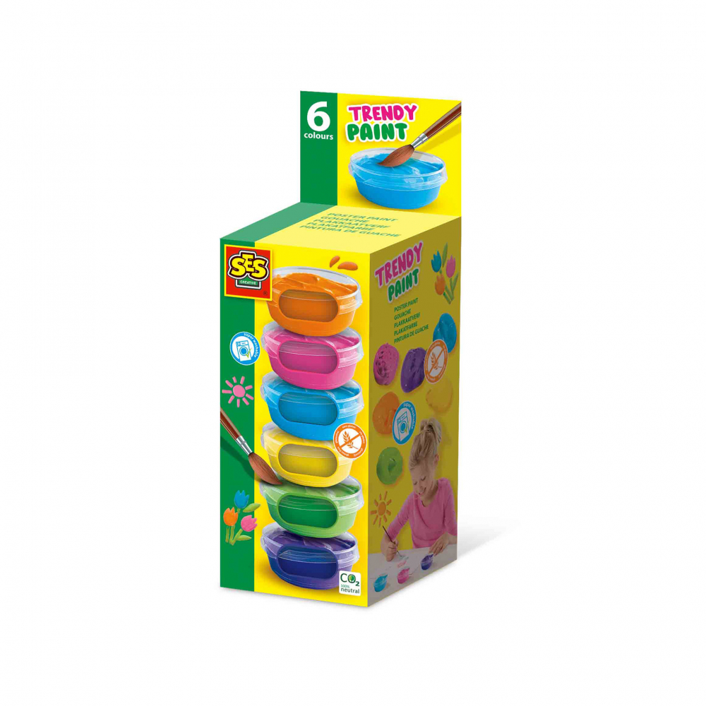 Set Acuarele Lavabile Ses Creative, 6 Culori x 45ml