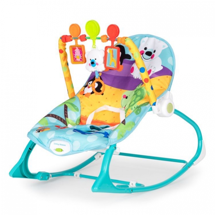 Balansoar 2 în 1 Ecotoys cu Vibrații și Multimedia, Turcoaz - imagine 5