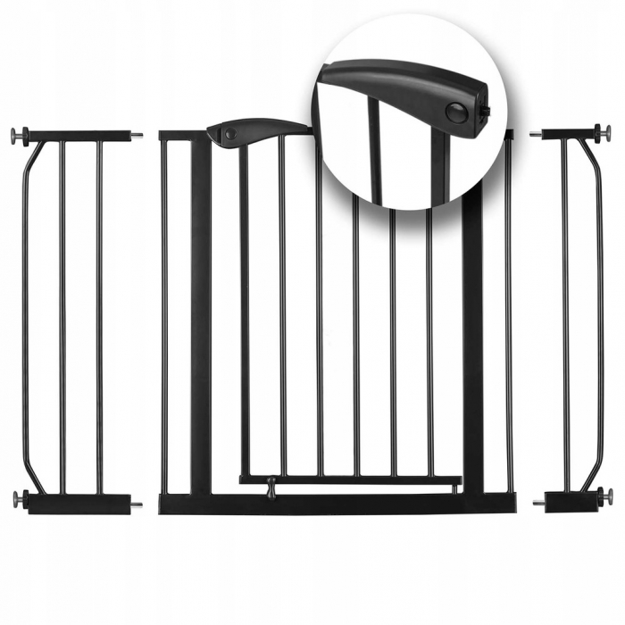 Poartă Siguranță Nukido 75-115 cm, Negru, Fără Găurire