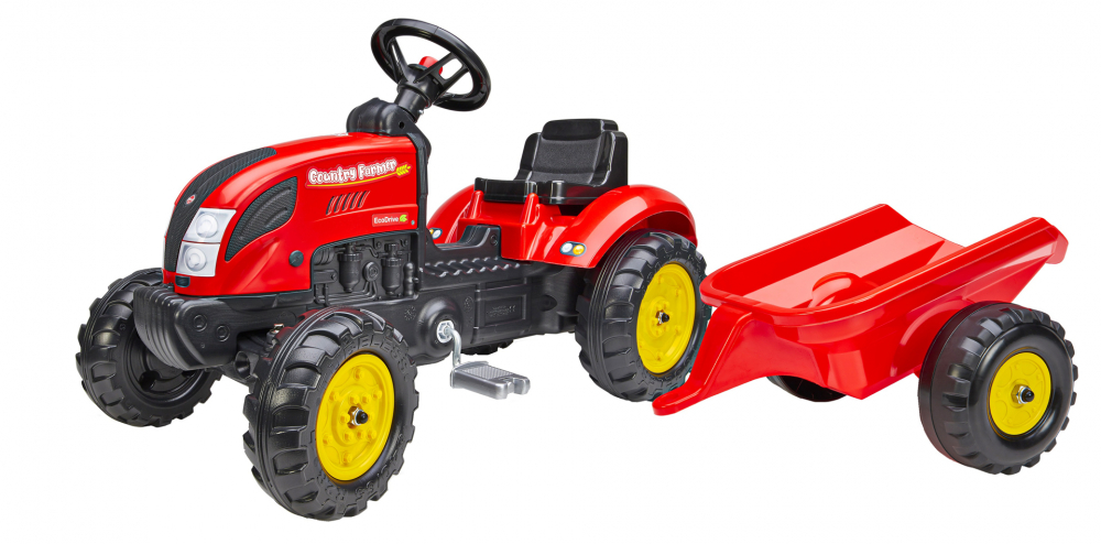Tractor Falk cu Pedale și Remorcă Roșu pentru Copii