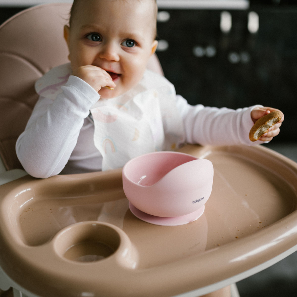 Bol silicon cu ventuza Babyono roz, antrenament mâncare - imagine 8