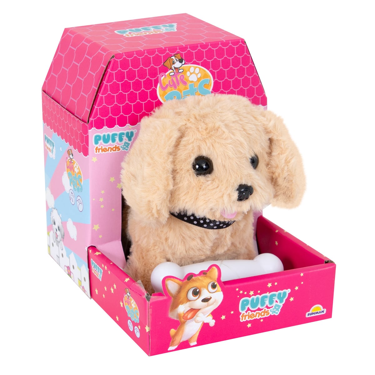 Jucărie Plus Interactivă Puffy Friends Catelus Bej