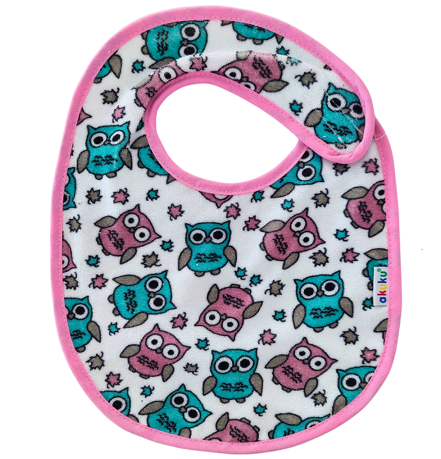 Baveta Akuku Pink Owls impermeabila