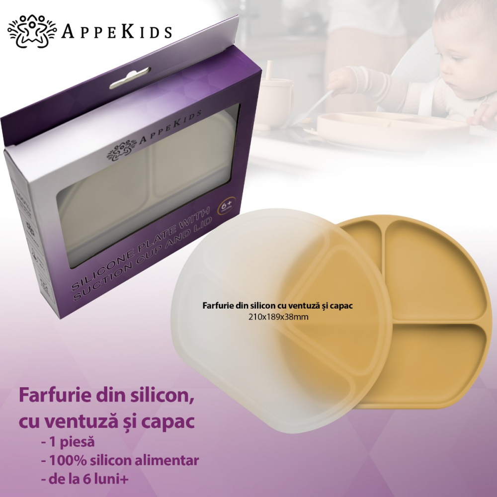 Farfurie AppeKids Silicon cu Ventuza