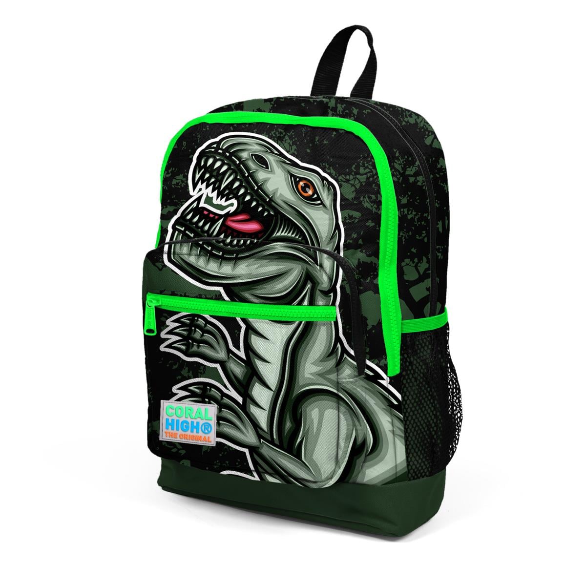 Ghiozdan Coral High Dinozaur, 4 Compartimente, Rezistent