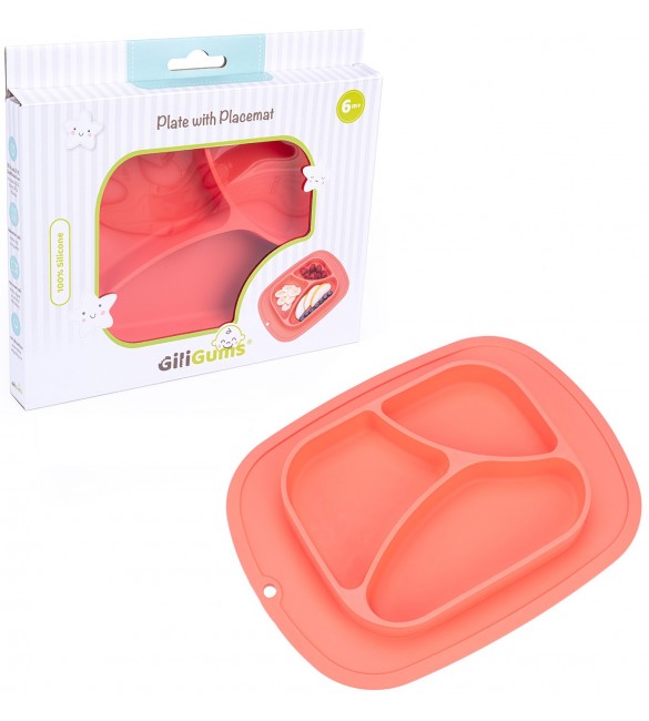 Farfurie Silicon Canpol Giligums Corai, Antiderapantă - imagine 9