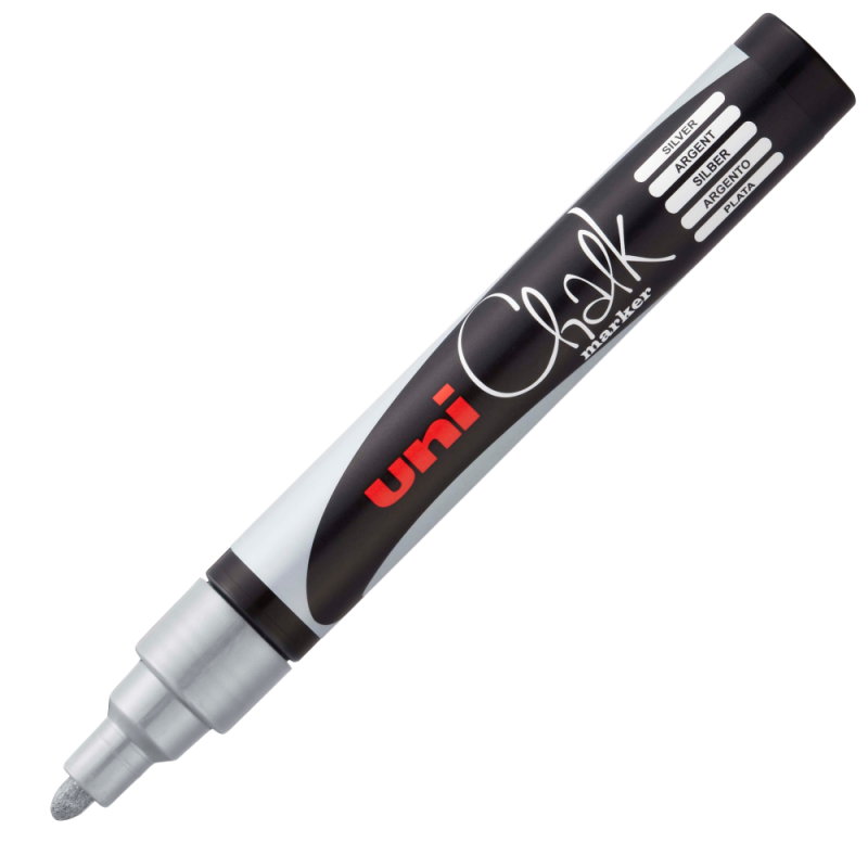 Marker Cretă Lichidă Uni Chalk Argintiu, 1.8-2.5mm
