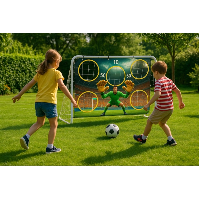 Poarta Ecotoys 180x122 cm cu covoras antrenament - imagine 6
