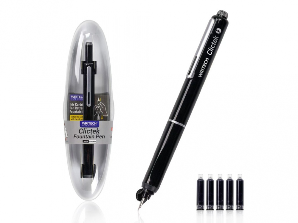 Set Stilou Writech Retractable cu 5 Rezerve