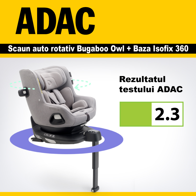 Scaun Auto Rotativ Bugaboo Owl Grey, i-Size - imagine 5
