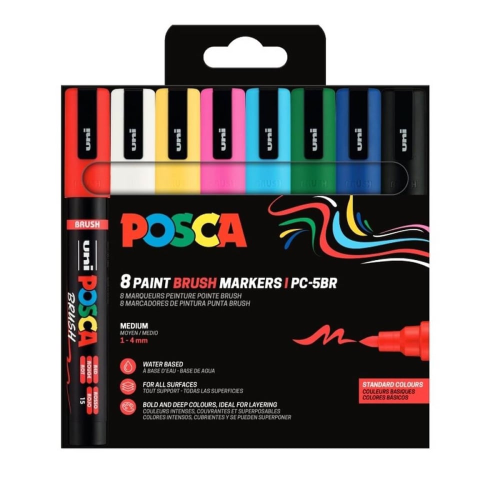 Set 8 markere pensula Posca PC-5BR