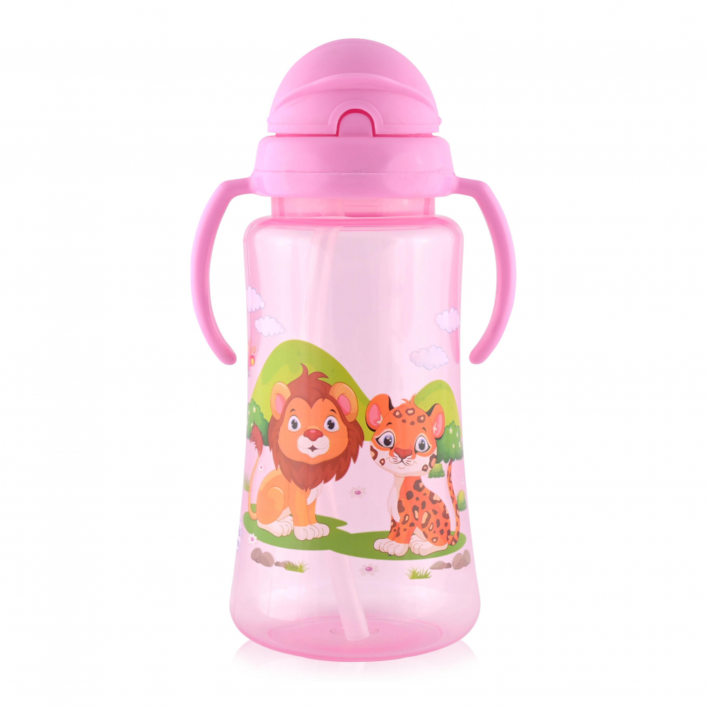 Cana Sport Lorelli 330ml cu Pai, Pink - imagine 3