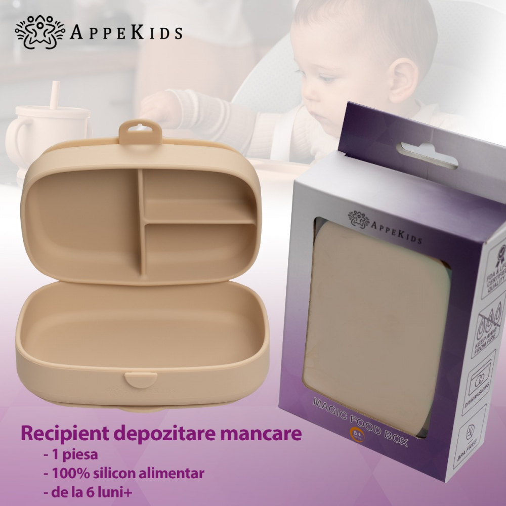 Caserola AppeKids cu ventuza, Bubble Beige - imagine 4