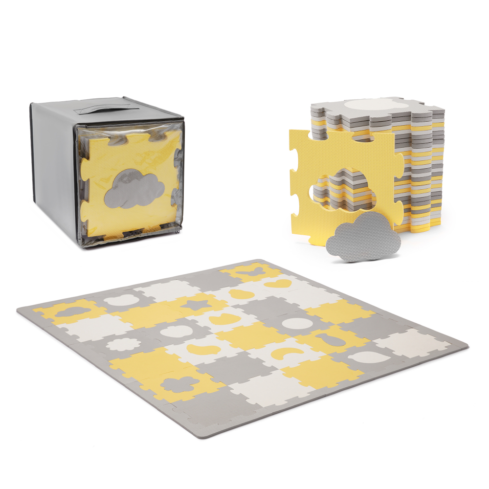 Covoras joaca Kinderkraft Luno 3D Puzzle Galben