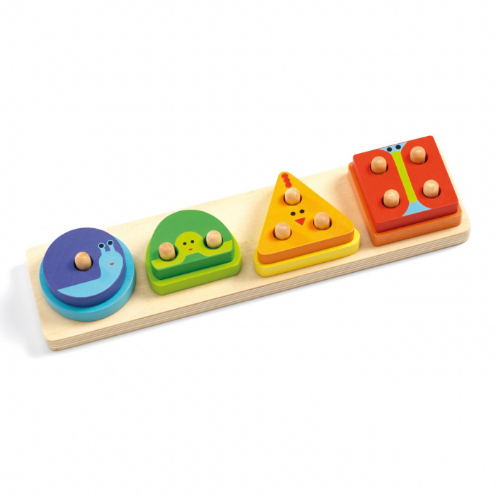 Jucărie Motorică Djeco Lemn | Puzzle Educațional 12 Luni+