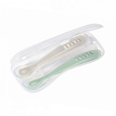 Set 2 lingurite Beaba Silicon Sage Green 4+