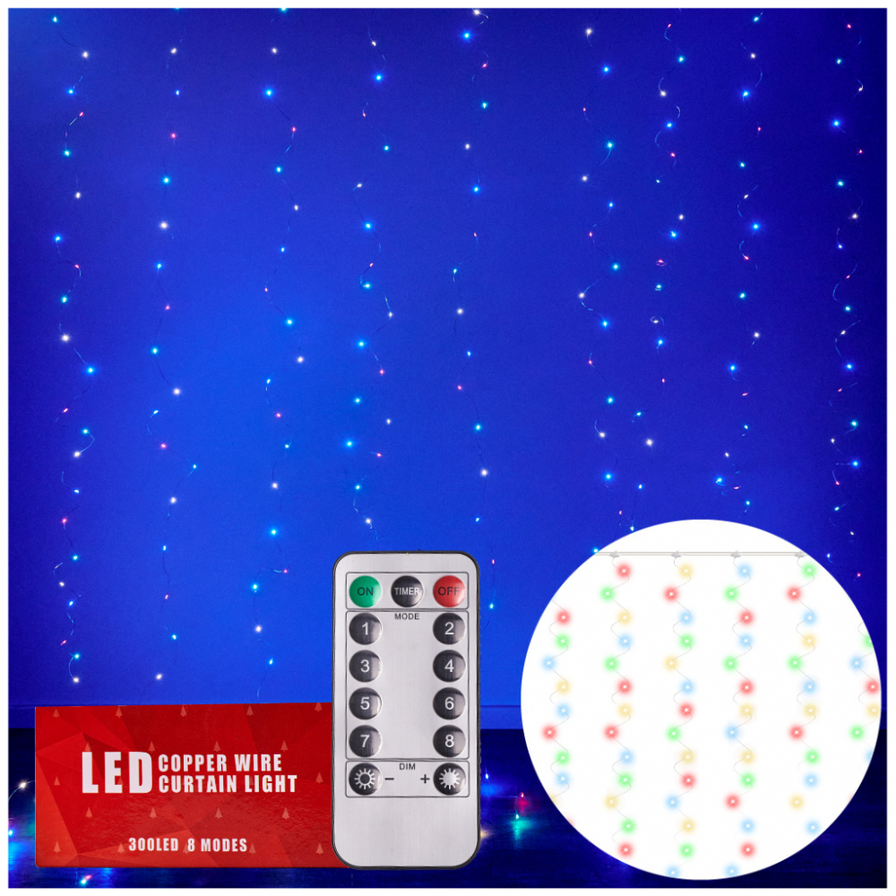 Instalație Perdea LED 3x3m Ikonka Multicolor