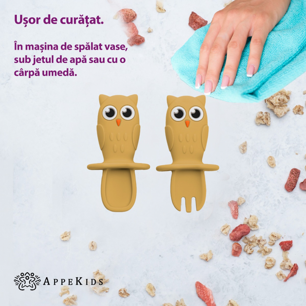 Set Tacâmuri Silicon AppeKids Owl Honey - imagine 3