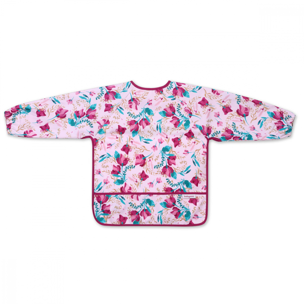 Baveta Babyono cu mânecă lungă, model floral - imagine 6
